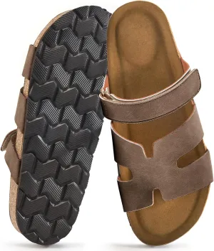FUDYNMALC Womens Slides Sandals with Cork Footbed: Summer Beach Flat Shoes Adjustable Comfortable Dressy Walking Footwear 2025