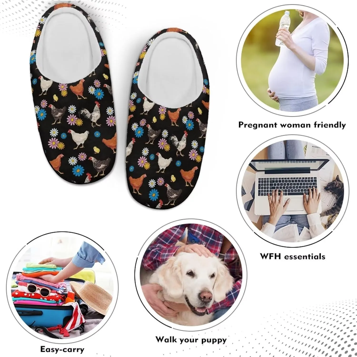 Fuzzy Memory Foam Cozy Slippers for Womem Indoor Home Womens Slip On House Shoes with Rubber Soles Size 4-12