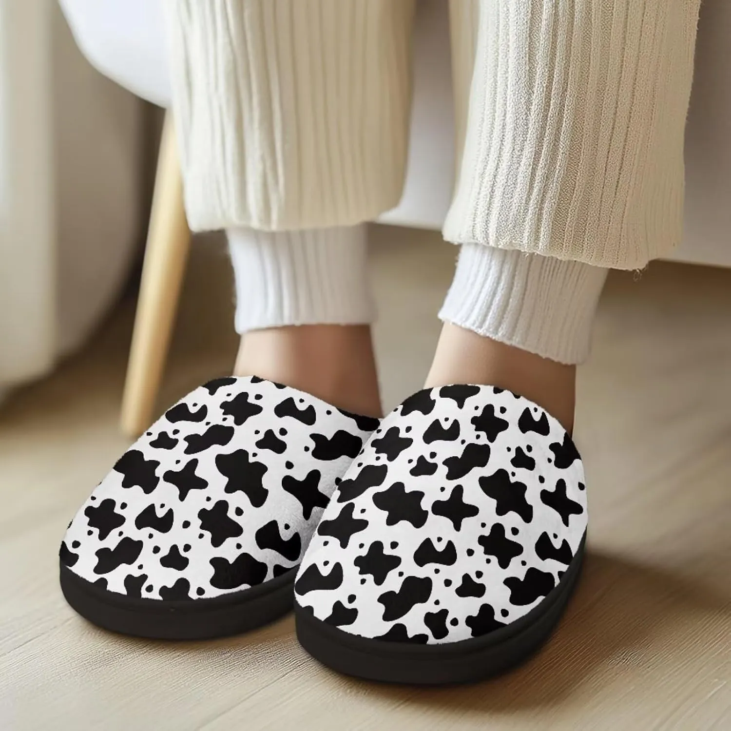 Fuzzy Memory Foam Cozy Slippers for Womem Indoor Home Womens Slip On House Shoes with Rubber Soles Size 4-12