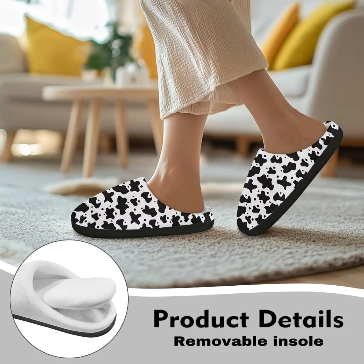 Fuzzy Memory Foam Cozy Slippers for Womem Indoor Home Womens Slip On House Shoes with Rubber Soles Size 4-12