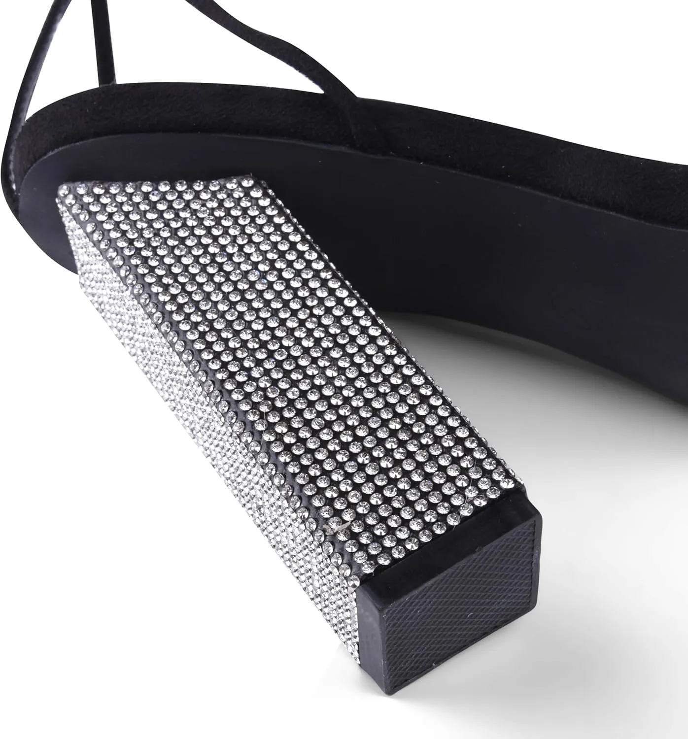 GENSHUO Sexy Strappy Rhinestone Chunky Sandals for Women Lace-up High Heels Transparent Open Toe Party Wedding Homecoming Shoes
