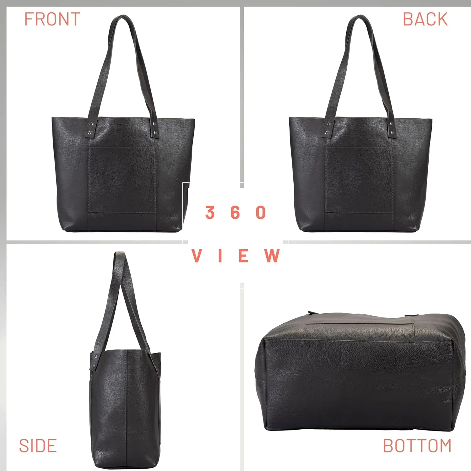 Genuine Leather Tote Bag for Women-Versatile Everyday, Work or Travel Tote w/Wristlet