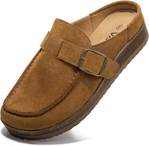 Genuine Leather Women's Clogs - Slip-Resistant Sole, Memory Foam Insole, Versatile & Comfortable, Perfect for Any Occasion.