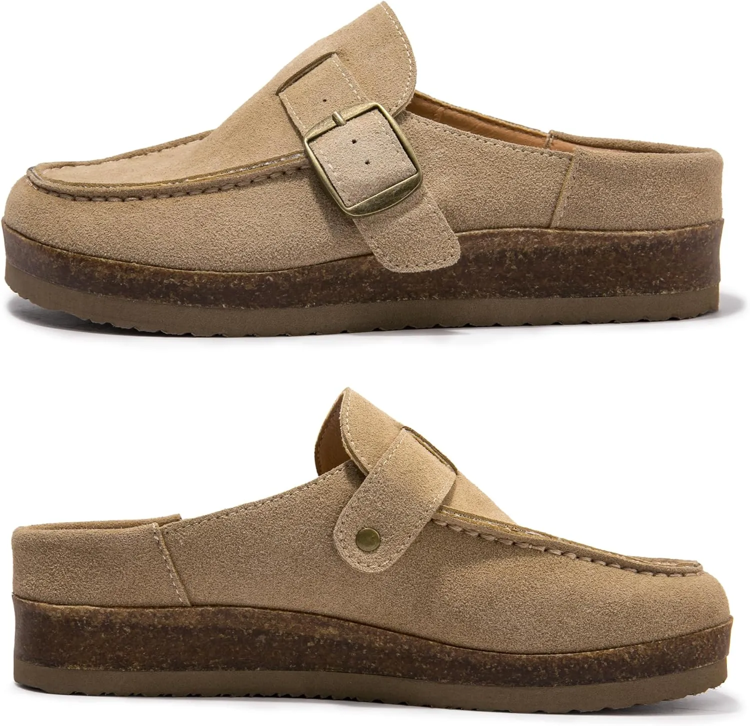 Genuine Leather Women's Clogs - Slip-Resistant Sole, Memory Foam Insole, Versatile & Comfortable, Perfect for Any Occasion.