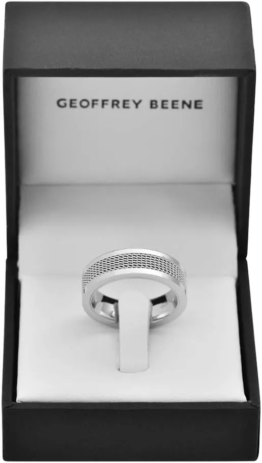 Geoffrey Beene Men's 7mm Stainless Steel Polished Edge Mesh Ring