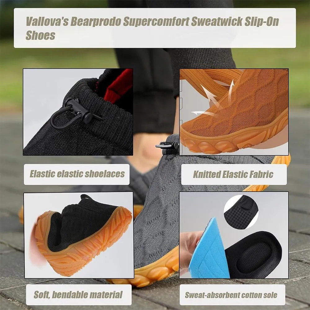 Giltpeak Vallova'S Bearprodo Supercomfort Sweatwick Slip-On Shoes, Men's Knitted Hiking Barefoot Arch Support Sneakers, Unisex Knitted Hiking Slip-On Shoes