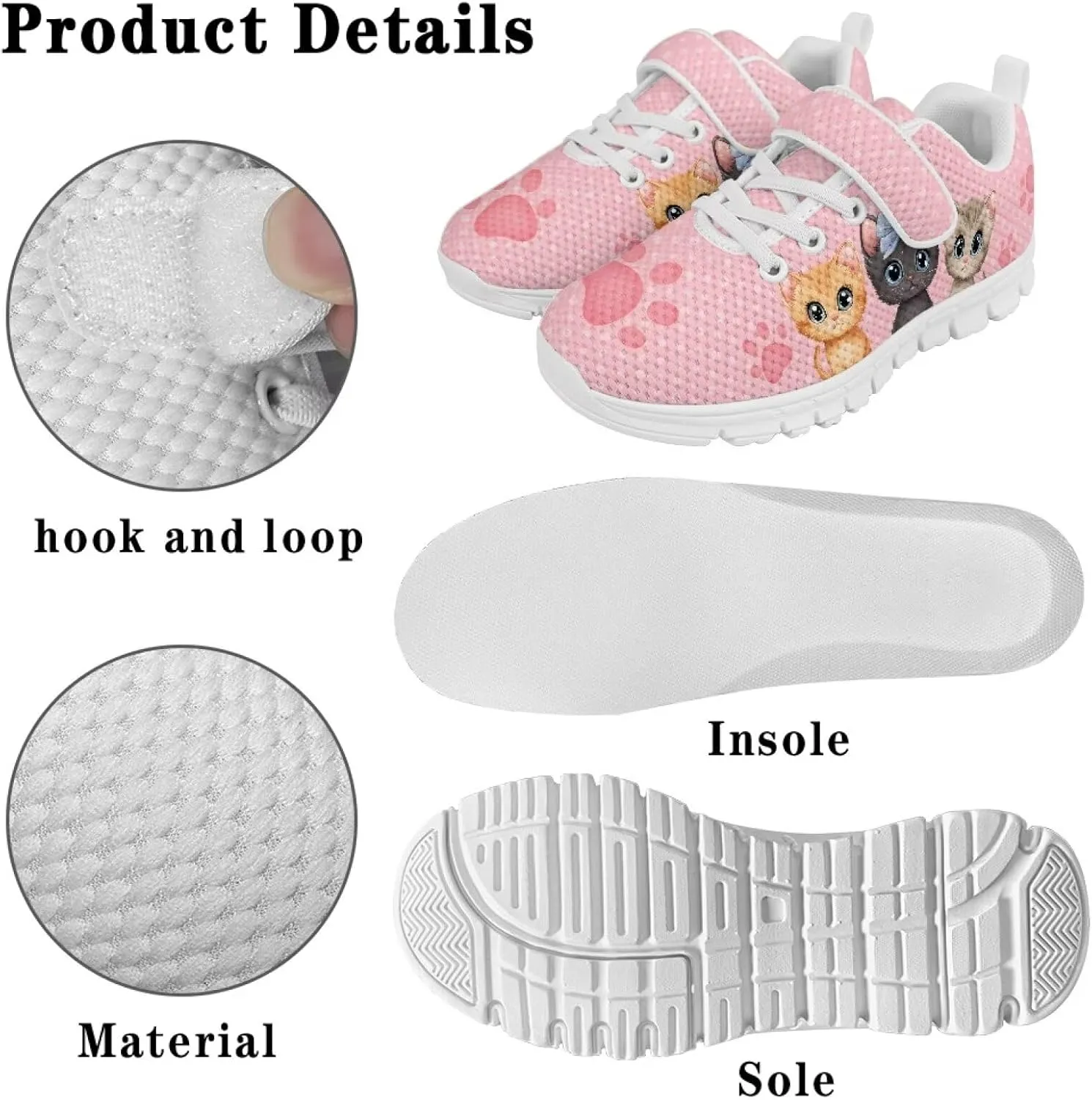 Girls' Athletic Tennis Shoes Cute Slip On Kids Sneakers Running Shoes