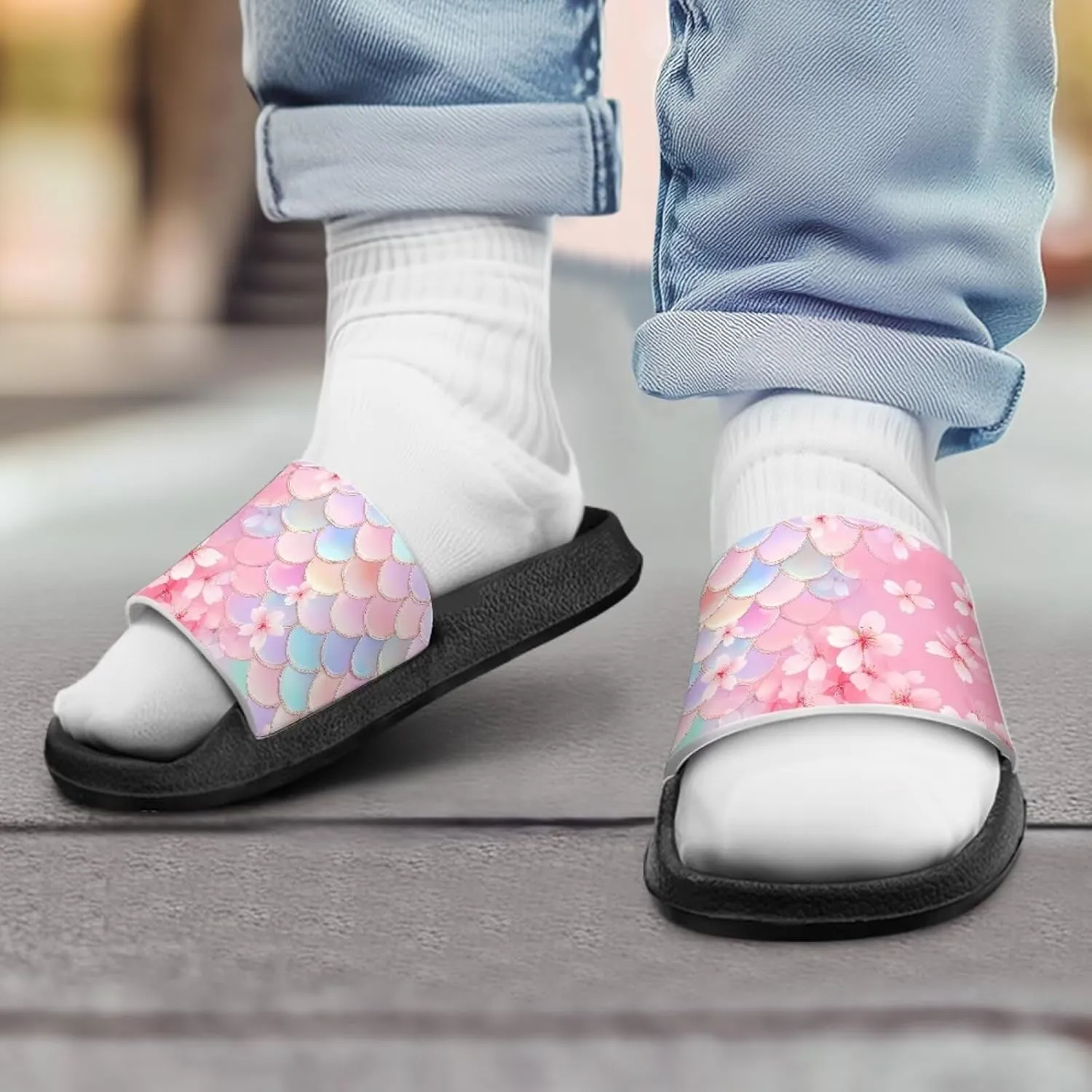 Girls Boys Slide Sandals Kids Summer Comfortable Slippers Slip On for Outdoor Beach Pool Shower Fit Little Big Kids