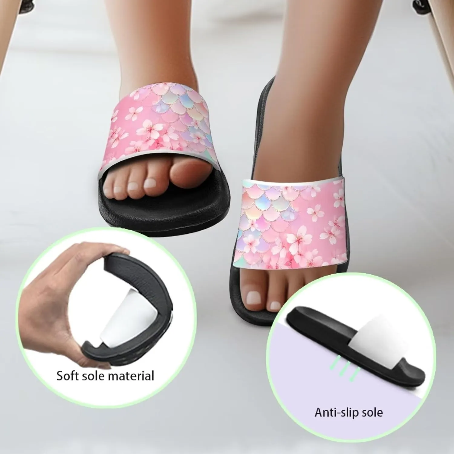 Girls Boys Slide Sandals Kids Summer Comfortable Slippers Slip On for Outdoor Beach Pool Shower Fit Little Big Kids