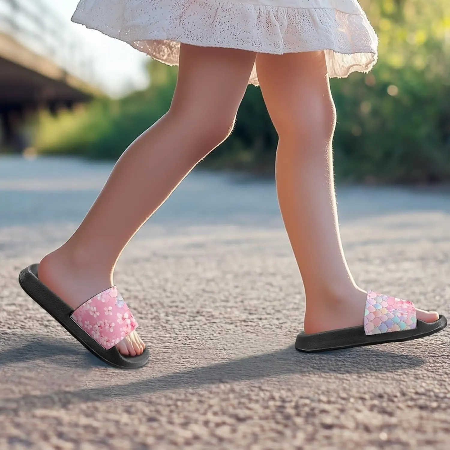 Girls Boys Slide Sandals Kids Summer Comfortable Slippers Slip On for Outdoor Beach Pool Shower Fit Little Big Kids