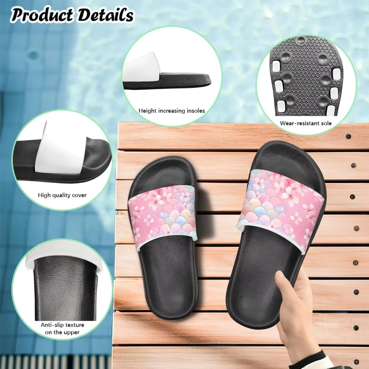 Girls Boys Slide Sandals Kids Summer Comfortable Slippers Slip On for Outdoor Beach Pool Shower Fit Little Big Kids