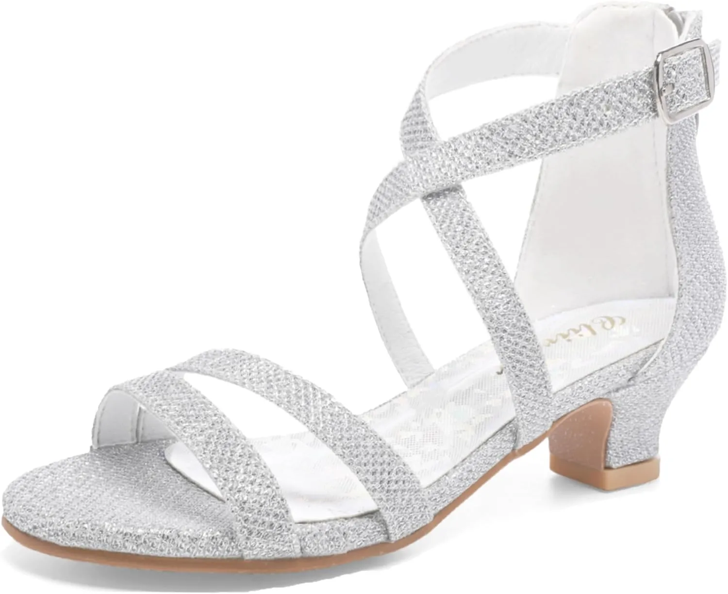 Girls High Heels Dress Pump Sandals Glitter Wedding Flower Party Princess Shoes for Kids Toddler