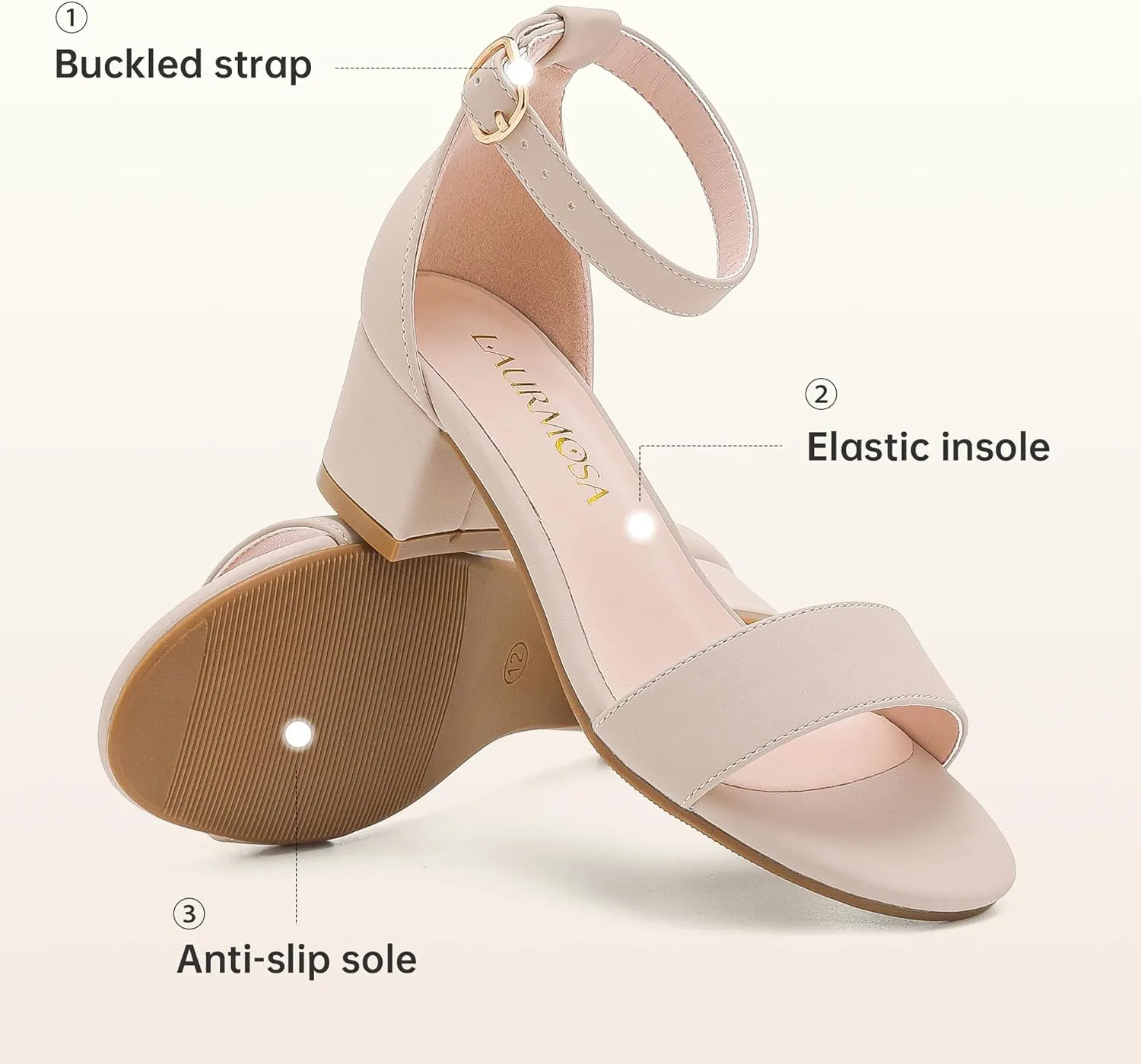 Girls High Heels Sandal for Girls Open Toe Ankle Buckle Strap Dress Shoes for Little Big Kids in Wedding Party Block Chunky Pump Sandals