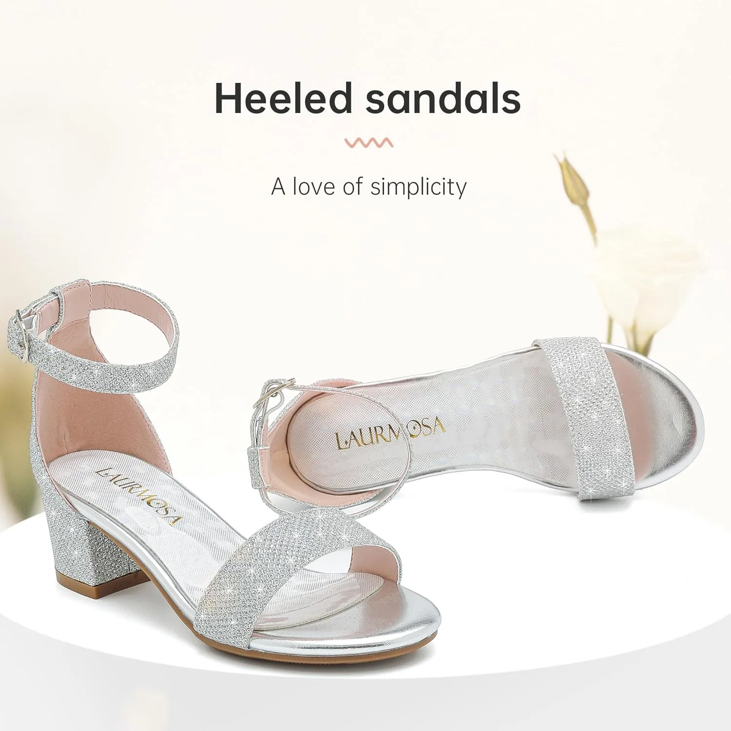 Girls High Heels Sandal for Girls Open Toe Ankle Buckle Strap Dress Shoes for Little Big Kids in Wedding Party Block Chunky Pump Sandals