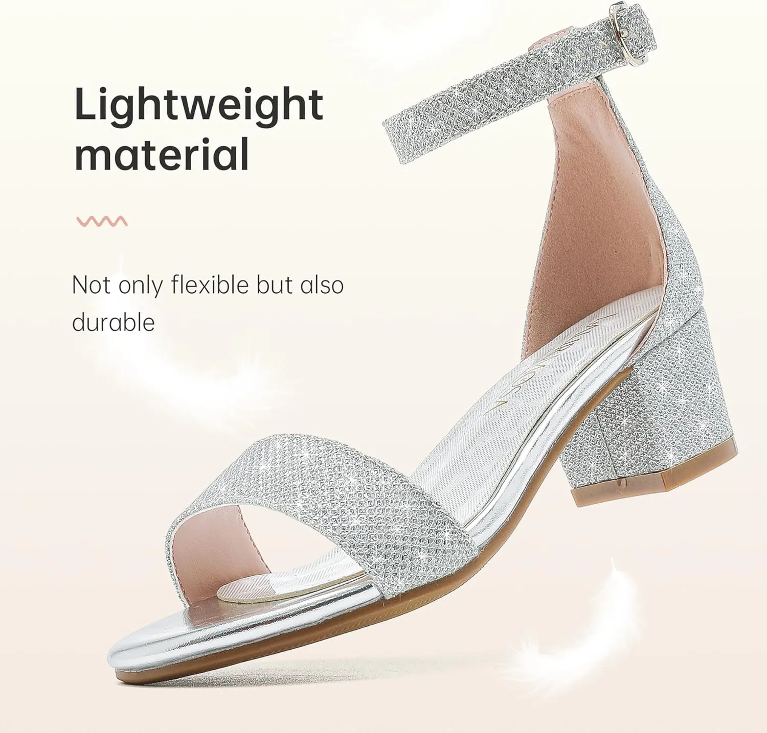 Girls High Heels Sandal for Girls Open Toe Ankle Buckle Strap Dress Shoes for Little Big Kids in Wedding Party Block Chunky Pump Sandals