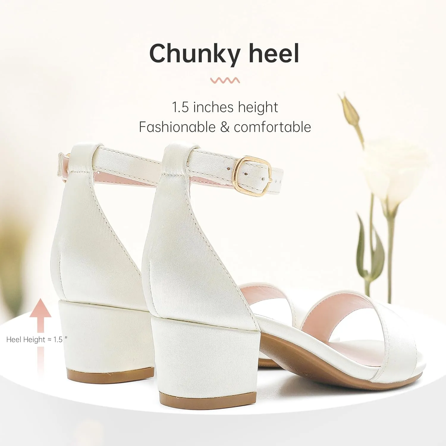 Girls High Heels Sandal for Girls Open Toe Ankle Buckle Strap Dress Shoes for Little Big Kids in Wedding Party Block Chunky Pump Sandals