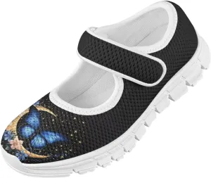 Girls Mary Jane Shoes School Uniform Shoes Round Toe Ballet Flats Breathable Mesh Slip-on Walking Sneakers