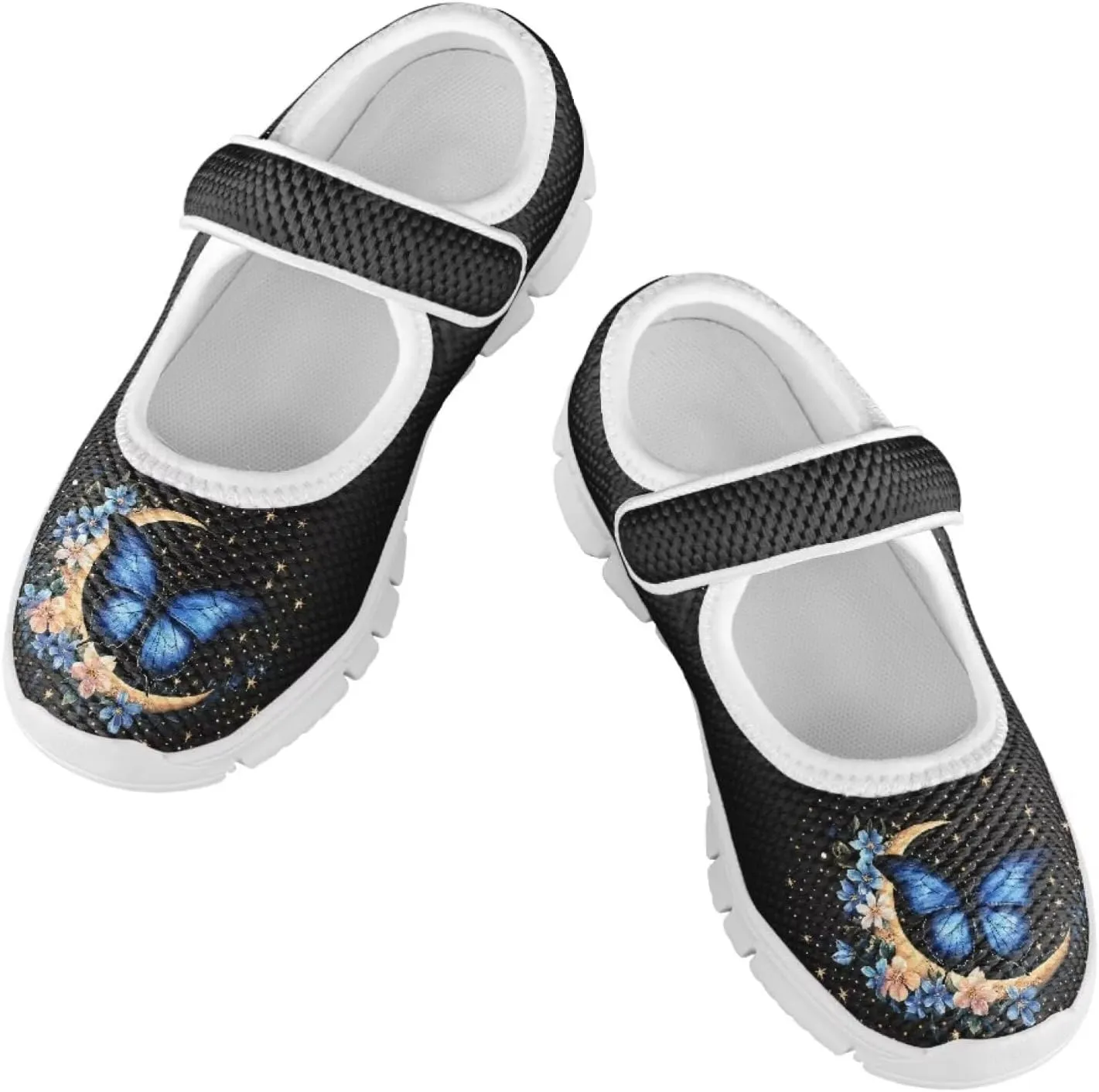 Girls Mary Jane Shoes School Uniform Shoes Round Toe Ballet Flats Breathable Mesh Slip-on Walking Sneakers