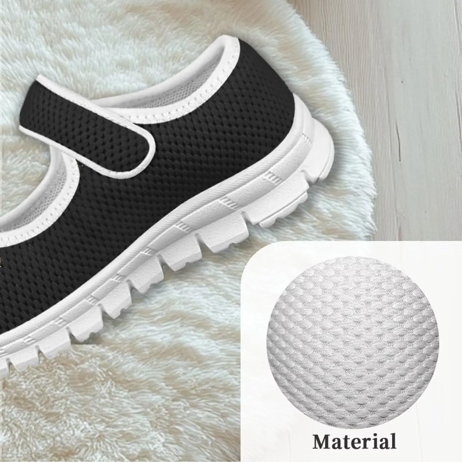 Girls Mary Jane Shoes School Uniform Shoes Round Toe Ballet Flats Breathable Mesh Slip-on Walking Sneakers