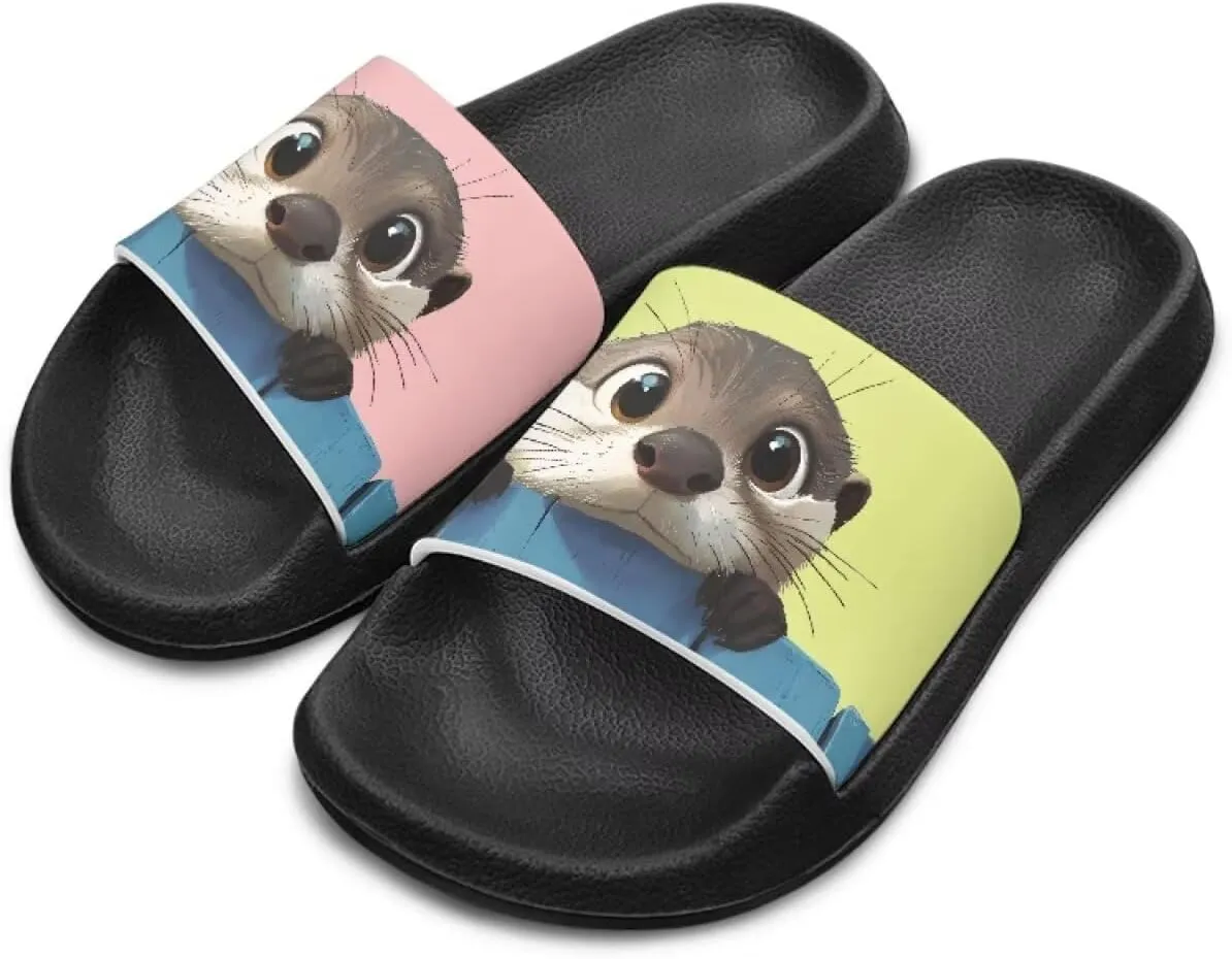 Girls Slides Comfortable Slippers Slides Animal Print Non-slip Shower Shoes Thick Sole House Slide Sandals