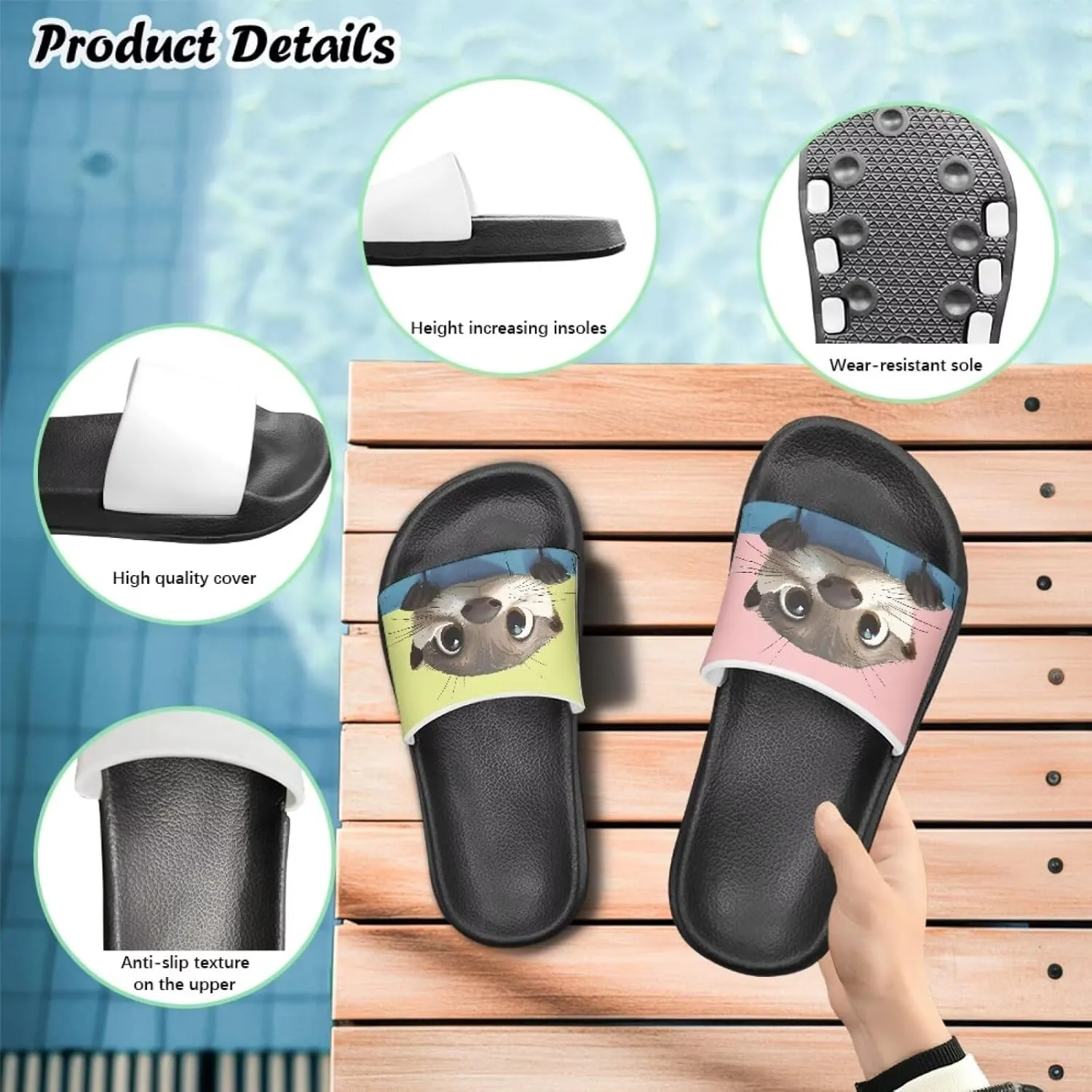 Girls Slides Comfortable Slippers Slides Animal Print Non-slip Shower Shoes Thick Sole House Slide Sandals