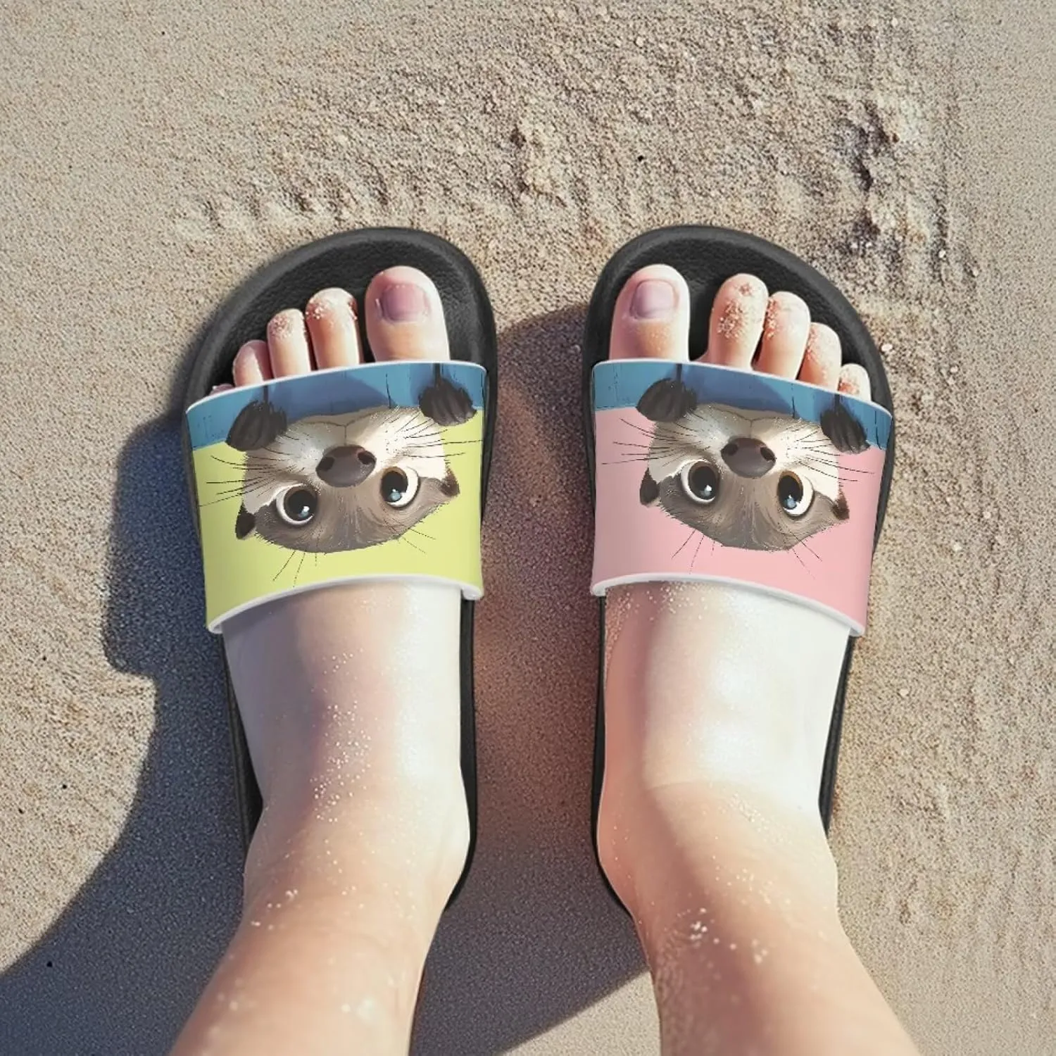 Girls Slides Comfortable Slippers Slides Animal Print Non-slip Shower Shoes Thick Sole House Slide Sandals