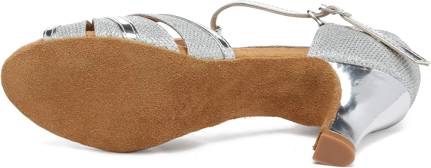 Girls Womens Latin Salsa Dance Shoes Glitter Comfortable Wedding Evening Sandals
