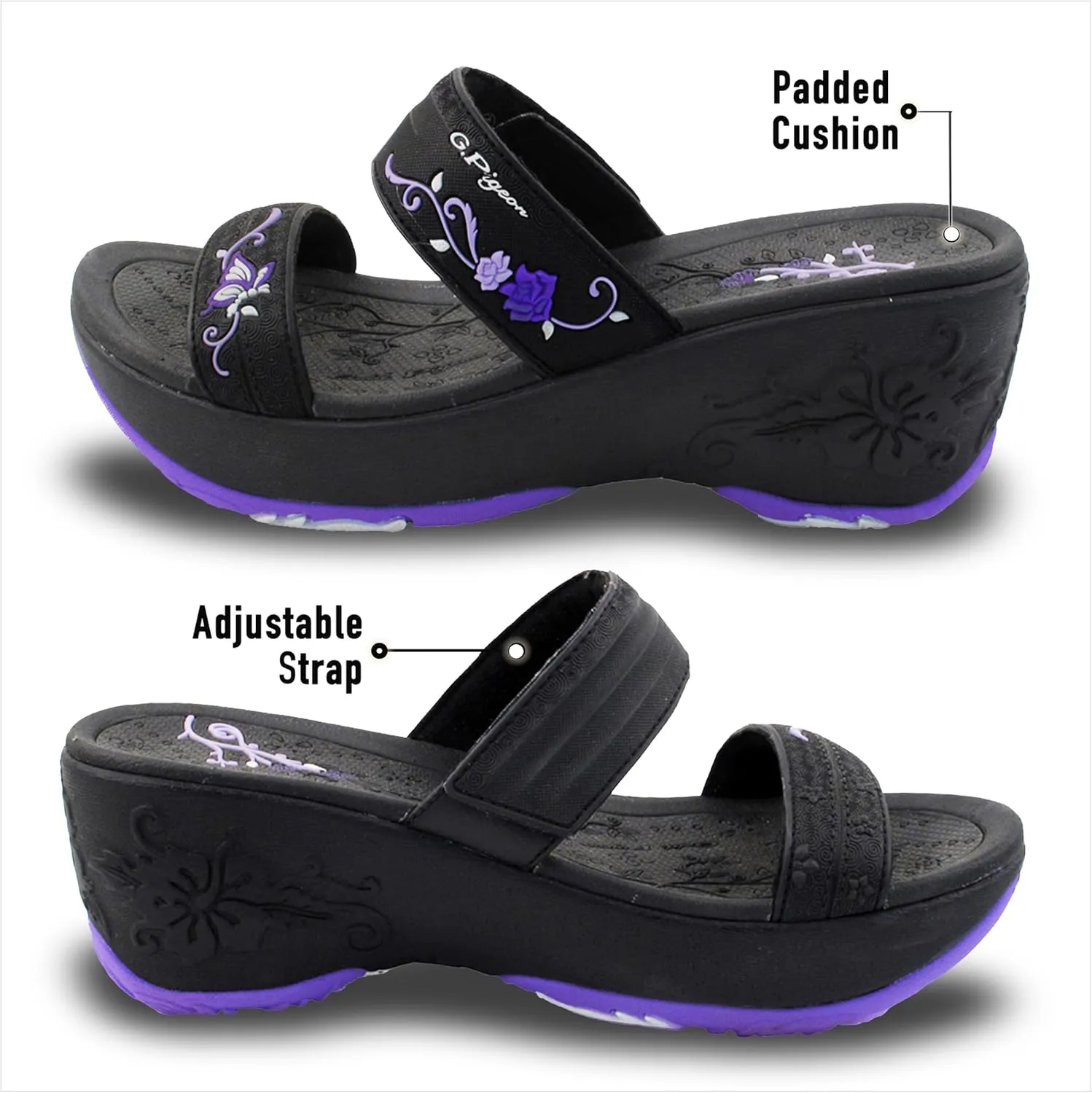 Gold Pigeon Shoes Comfortable Wedge Sandals, Women's Platform Sandals Casual Summer Beach, Heeled Wedges 2.75"