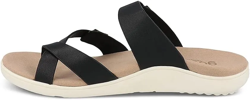 Gravity Defyer Women's GDEFY Yontal Leather Fashion Sandal - VersoShock Proven Performance Orthotic Slides