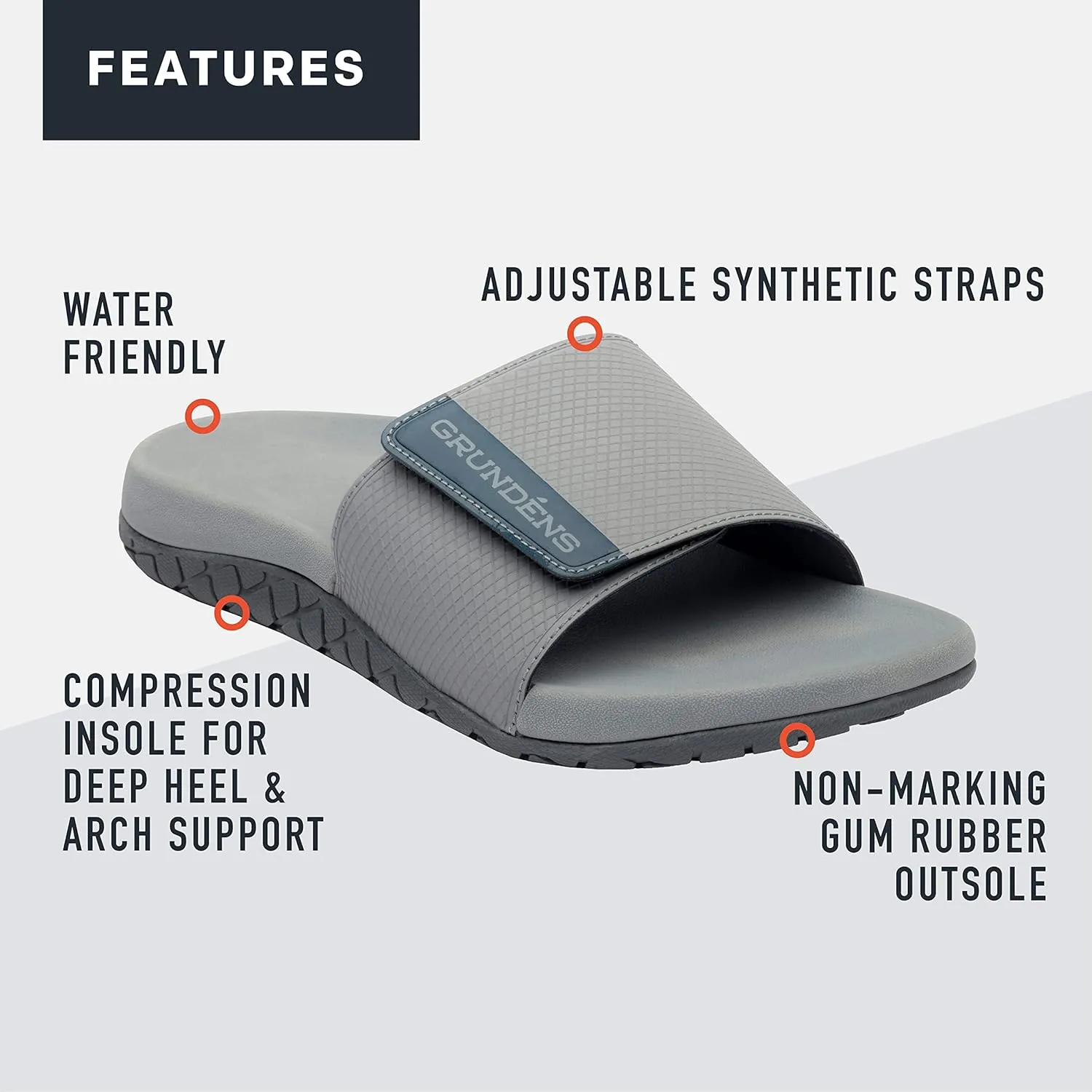 Grundéns Men's Eddy Line Slide| Comfortable, Nonslip and Water Friendly