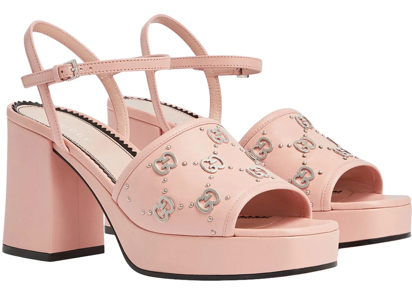 Gucci Interlocking G Studs 85mm Sandal Light Pink Leather