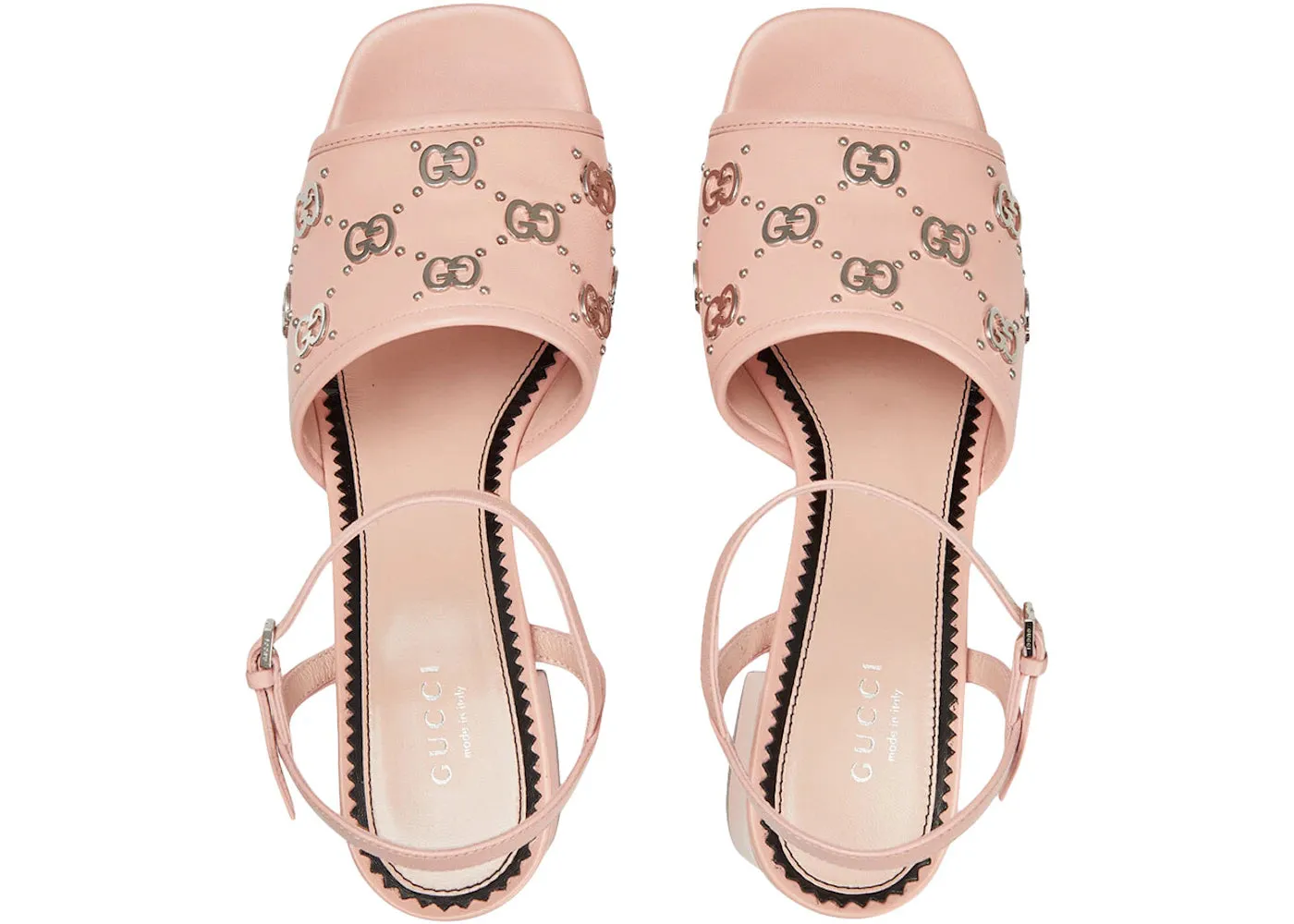 Gucci Interlocking G Studs 85mm Sandal Light Pink Leather