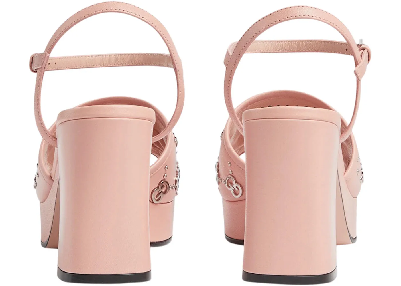 Gucci Interlocking G Studs 85mm Sandal Light Pink Leather