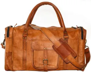 Handcrafted 21” Vintage Brown Leather Duffle Bag - Versatile for Men and Women | Ideal for Travel, Sports, Gym, and Weekend Getaways | Stylish Carry-On for Overnight Adventures