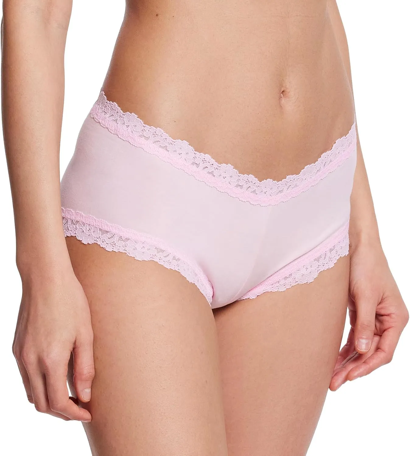 hanky panky Women's Rolled Organic Cotton Boyshort with Lace