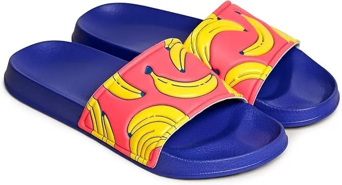 Happy Socks Ultimate Summer Pool and Beach Sandal Slides- Clouds and Banana Style