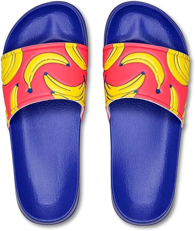Happy Socks Ultimate Summer Pool and Beach Sandal Slides- Clouds and Banana Style