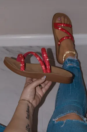 Harlow - Rhinestone Straps Slip-On Sandals, Padded Insole for All-Day Comfort, Glamorous Summer Footwear, Perfect for Casual or Dressy Occasions