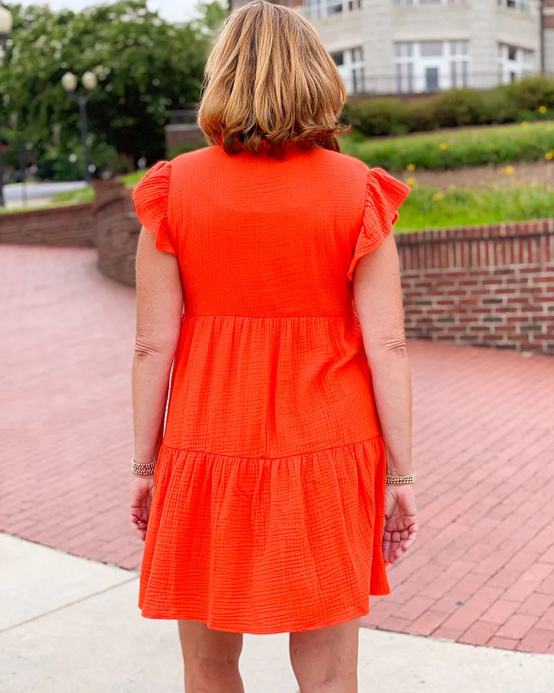 Harper Flutter Sleeve Tiered Gauze Dress