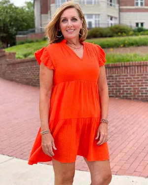 Harper Flutter Sleeve Tiered Gauze Dress
