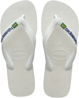 Havaianas Mens Brazil Logo Sandal,White, 8