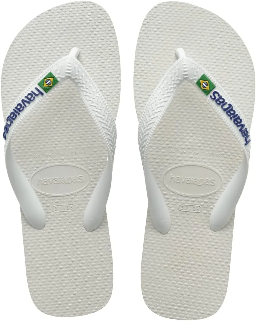 Havaianas Mens Brazil Logo Sandal,White, 8
