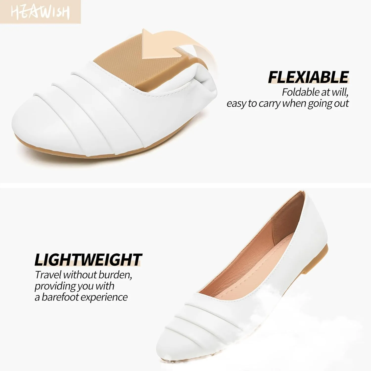 HEAWISH Women's Black Flats Shoes Round Toe Slip On Casual Ballet Flats PU Leather Dressy Work Shoes