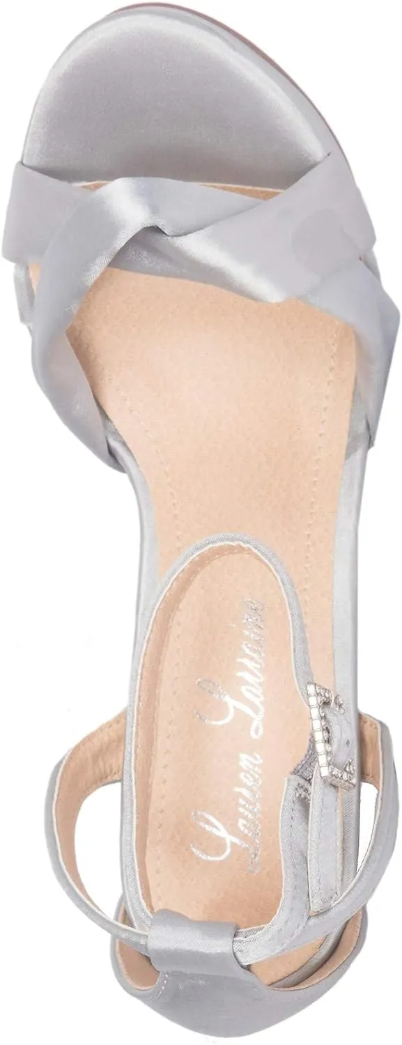 Heidi Platform High Heel Sandal Satin Bridal Prom Wedding Pumps