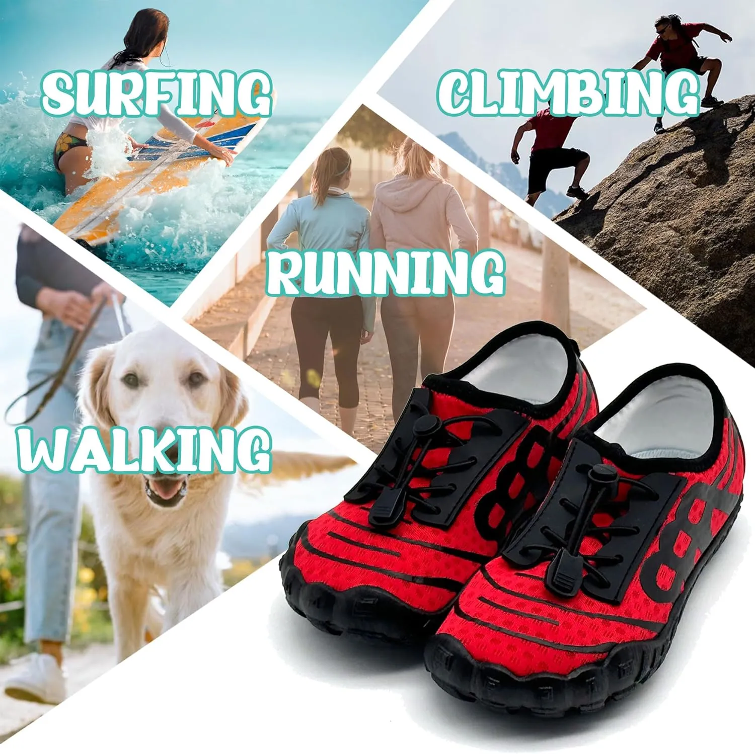 Hike Barefoot Shoes for Women Men Breathable Slip-on Barefoot Water Shoes with Wide Toe Box Non-Slip Athletic Footwear for Hiking Walking Pool Beach Swim Aqua Sport