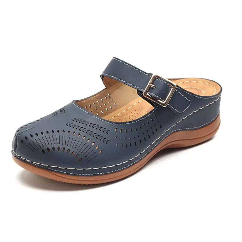 Hollow Out Breathable Slip-On Wedge Sandal