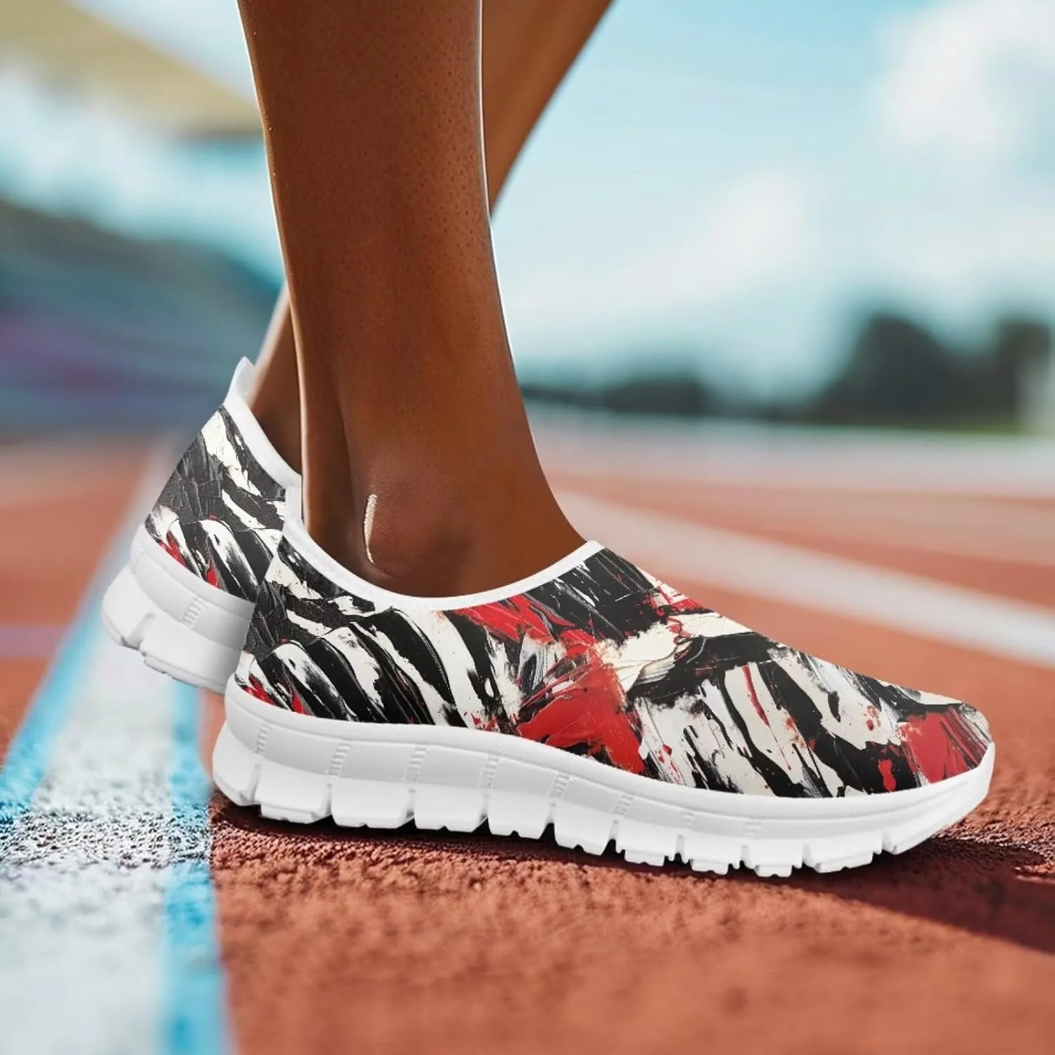 Howilath Animal Print Women's Loafers & Slip-on Running Sneakers Travel Breathable Shoes with Anti-Slip Sole