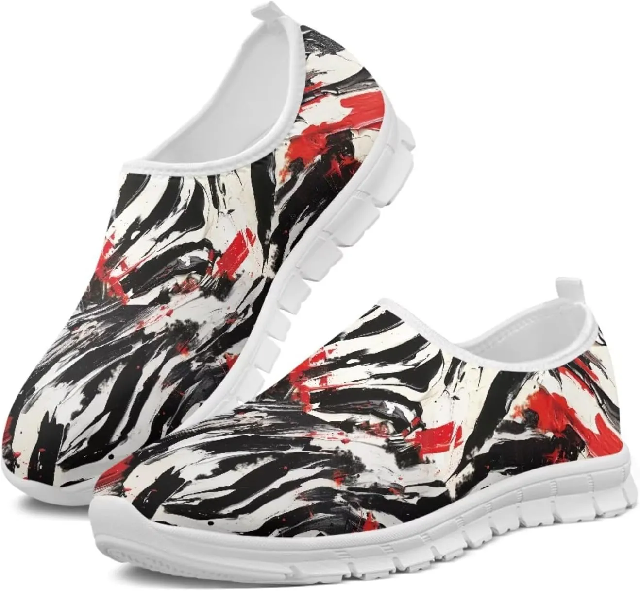 Howilath Animal Print Women's Loafers & Slip-on Running Sneakers Travel Breathable Shoes with Anti-Slip Sole