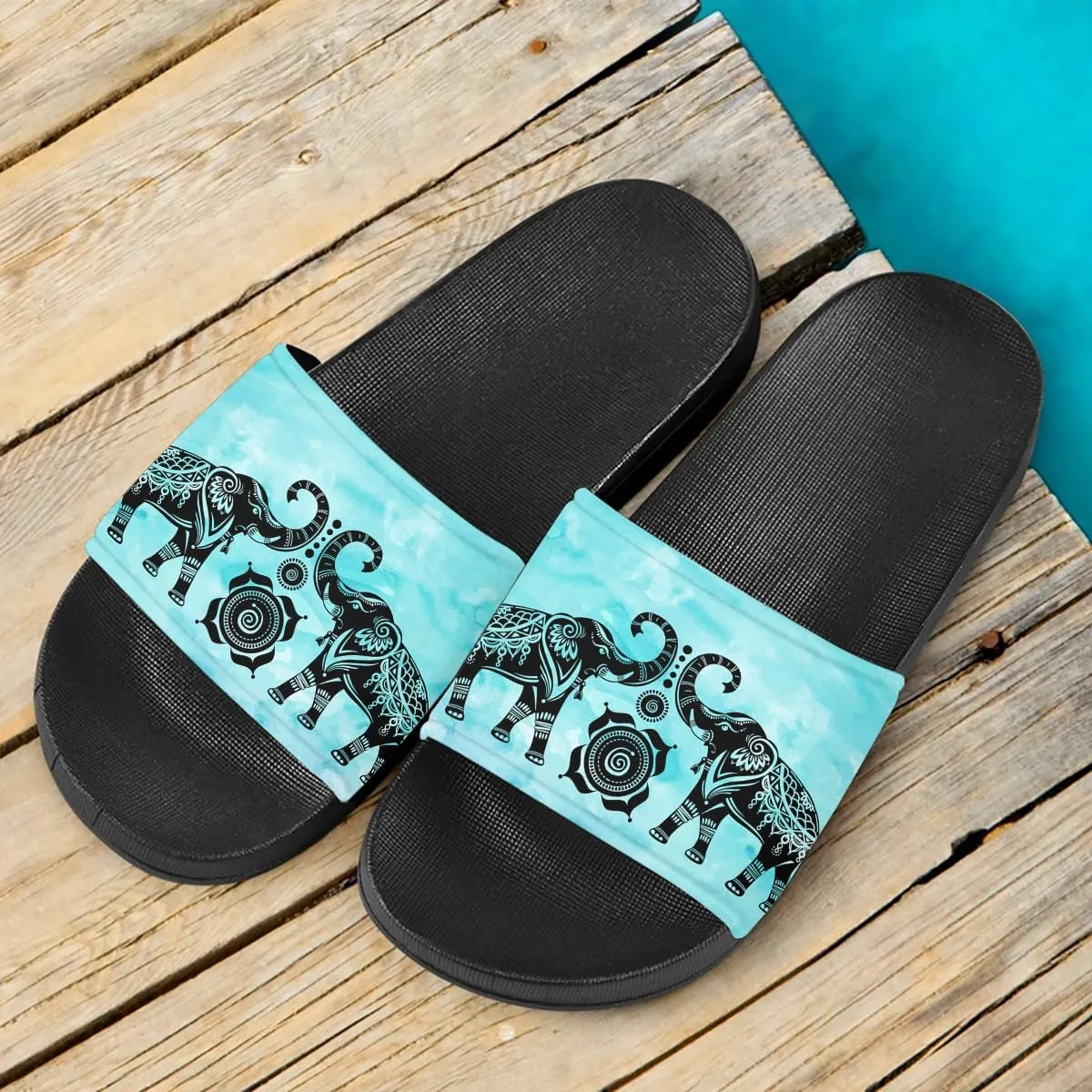 Howilath Novelty Sunflowers Pattern Slide Sandals for Women Girls, Comfotable Open Toe Non Slip Single Band Slide Sandals