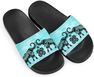 Howilath Novelty Sunflowers Pattern Slide Sandals for Women Girls, Comfotable Open Toe Non Slip Single Band Slide Sandals